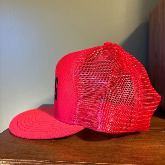 Vintage TAG Sample Red Mesh Trucker Snapback Hat - Picture 3 of 8